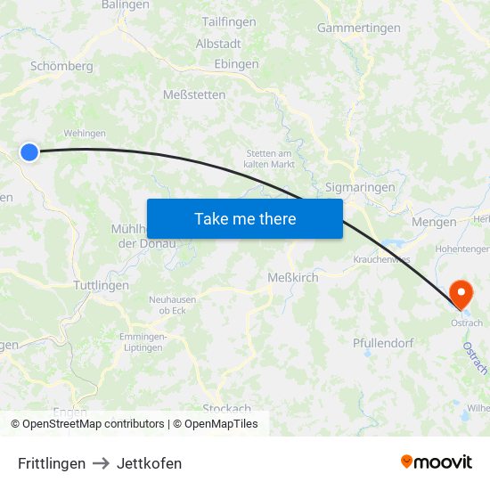 Frittlingen to Jettkofen map