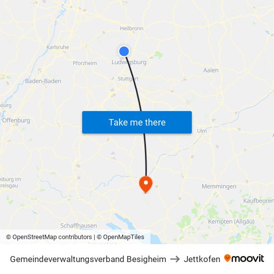 Gemeindeverwaltungsverband Besigheim to Jettkofen map