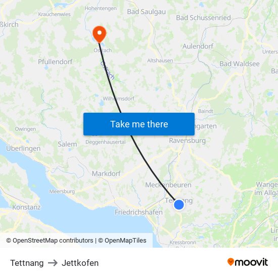 Tettnang to Jettkofen map
