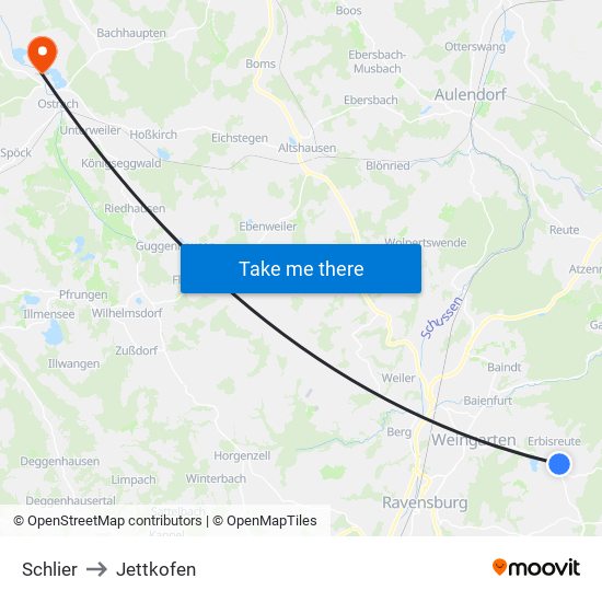 Schlier to Jettkofen map