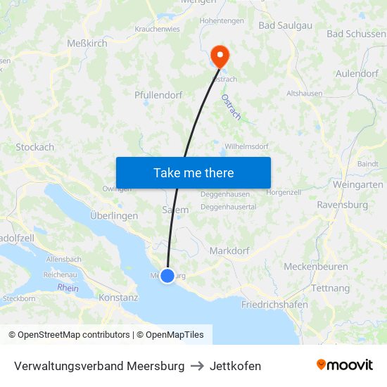 Verwaltungsverband Meersburg to Jettkofen map