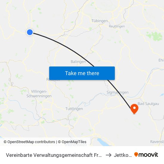 Vereinbarte Verwaltungsgemeinschaft Freudenstadt to Jettkofen map