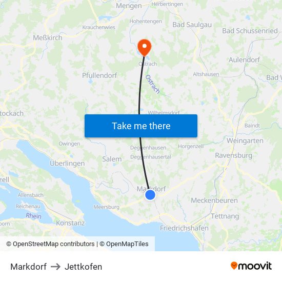 Markdorf to Jettkofen map