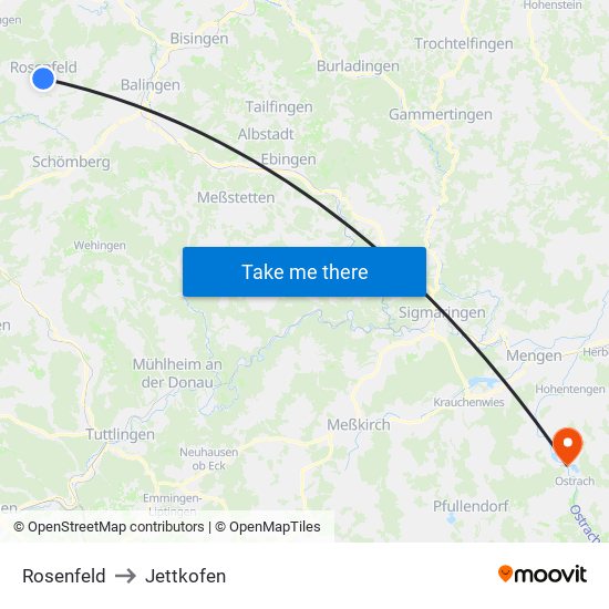 Rosenfeld to Jettkofen map