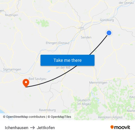 Ichenhausen to Jettkofen map