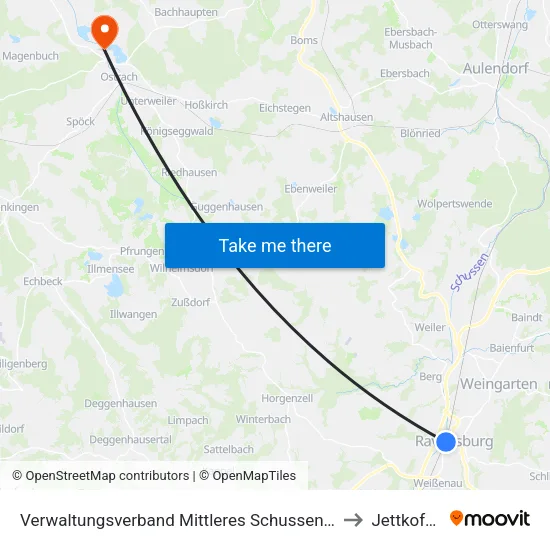 Verwaltungsverband Mittleres Schussental to Jettkofen map
