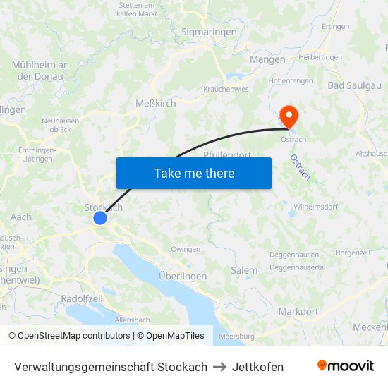 Verwaltungsgemeinschaft Stockach to Jettkofen map