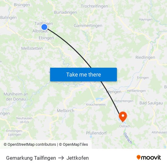 Gemarkung Tailfingen to Jettkofen map