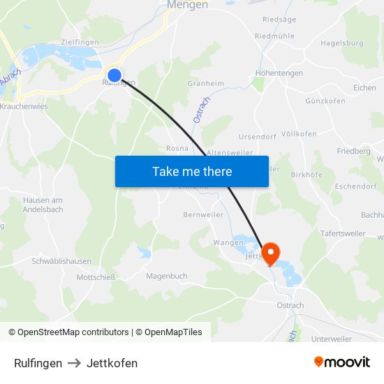 Rulfingen to Jettkofen map