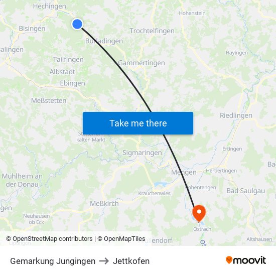 Gemarkung Jungingen to Jettkofen map