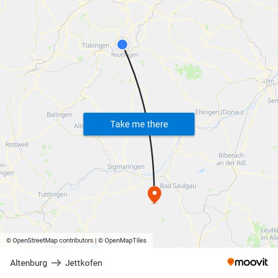 Altenburg to Jettkofen map