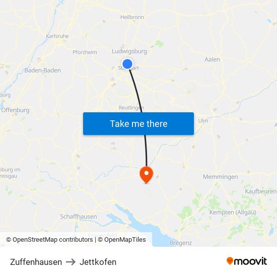 Zuffenhausen to Jettkofen map