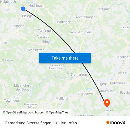 Gemarkung Grosselfingen to Jettkofen map