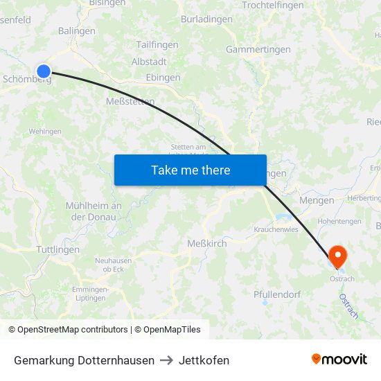 Gemarkung Dotternhausen to Jettkofen map