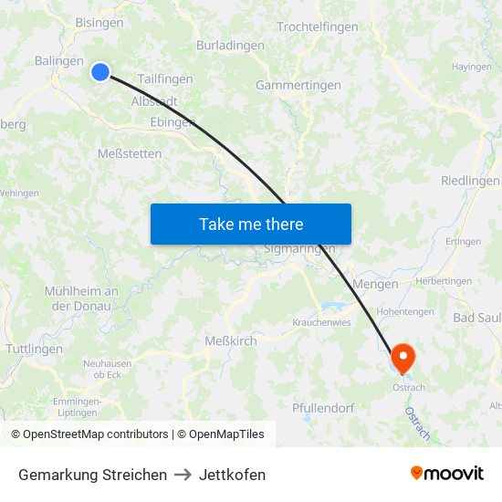 Gemarkung Streichen to Jettkofen map