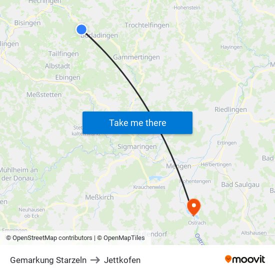 Gemarkung Starzeln to Jettkofen map