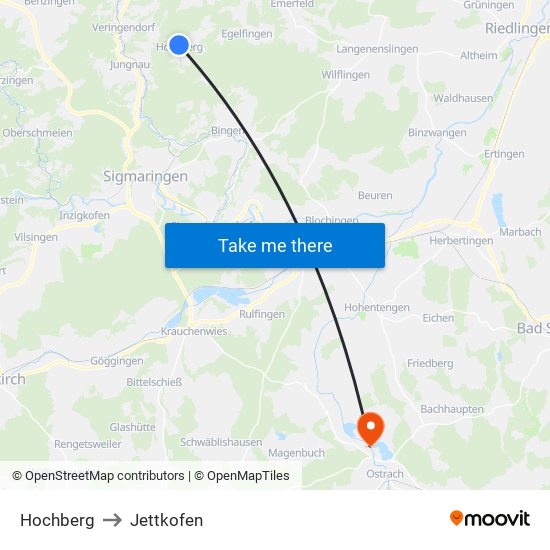 Hochberg to Jettkofen map