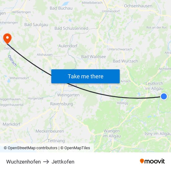 Wuchzenhofen to Jettkofen map