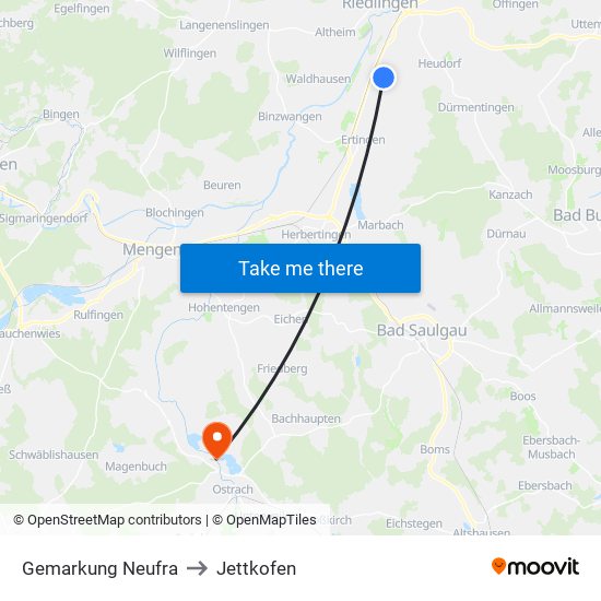 Gemarkung Neufra to Jettkofen map