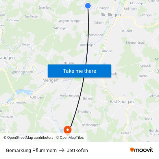 Gemarkung Pflummern to Jettkofen map