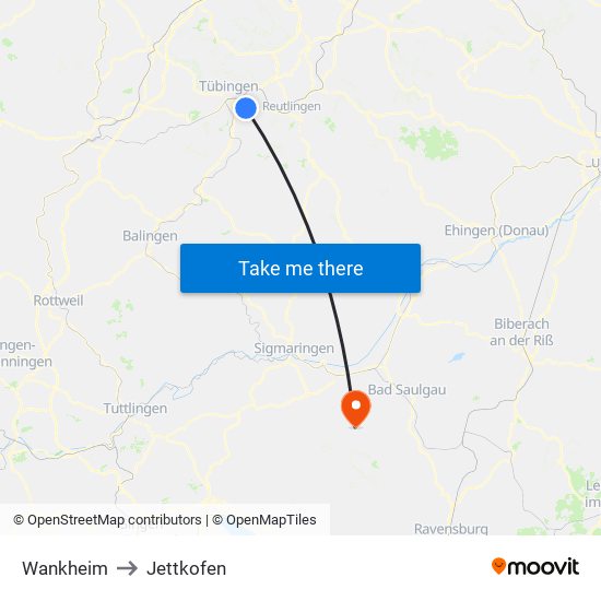 Wankheim to Jettkofen map