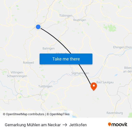 Gemarkung Mühlen am Neckar to Jettkofen map