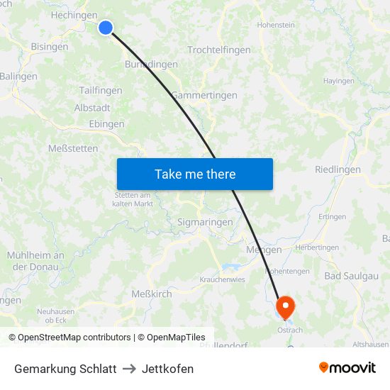 Gemarkung Schlatt to Jettkofen map