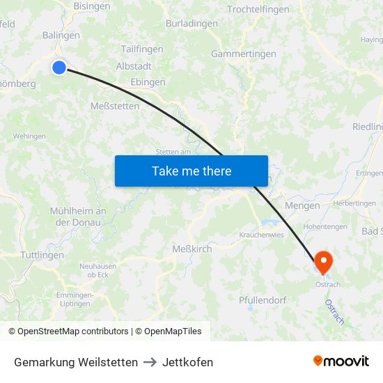 Gemarkung Weilstetten to Jettkofen map