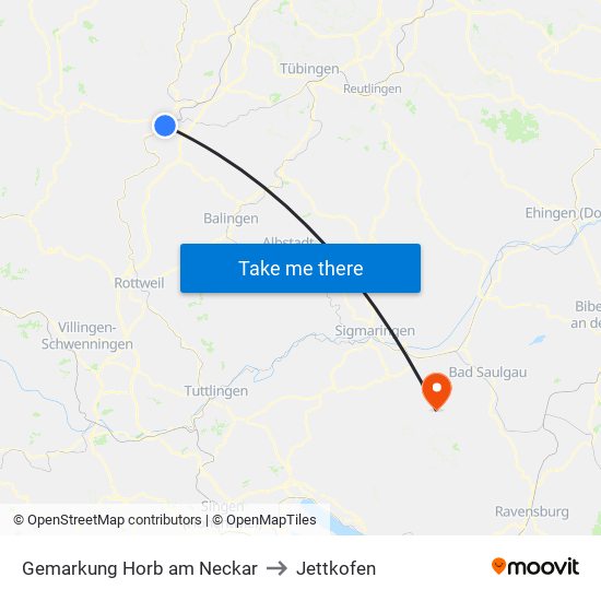 Gemarkung Horb am Neckar to Jettkofen map