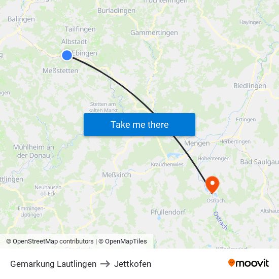 Gemarkung Lautlingen to Jettkofen map