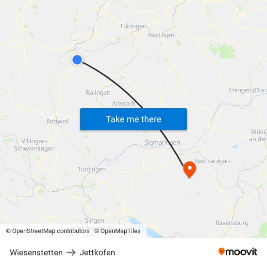 Wiesenstetten to Jettkofen map