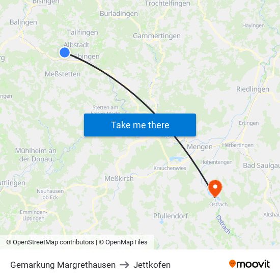 Gemarkung Margrethausen to Jettkofen map