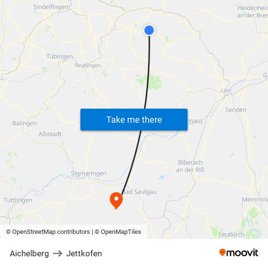 Aichelberg to Jettkofen map
