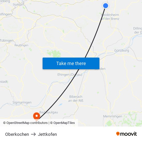 Oberkochen to Jettkofen map