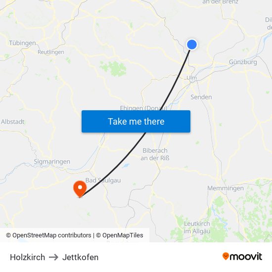 Holzkirch to Jettkofen map