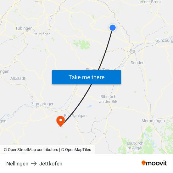 Nellingen to Jettkofen map
