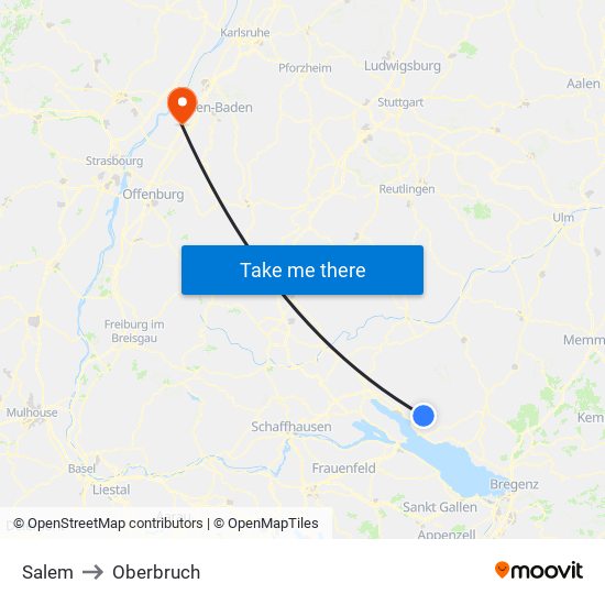 Salem to Oberbruch map