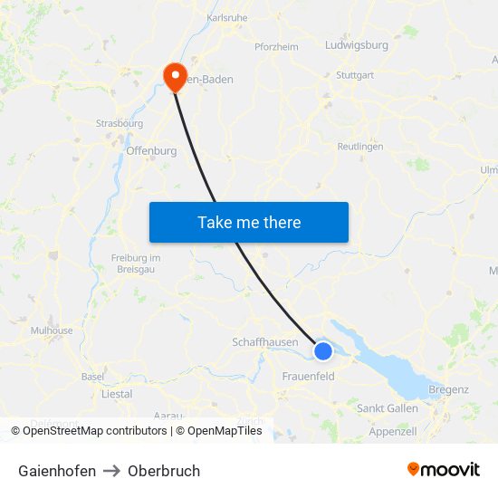 Gaienhofen to Oberbruch map