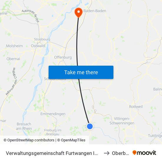 Verwaltungsgemeinschaft Furtwangen Im Schwarzwald to Oberbruch map