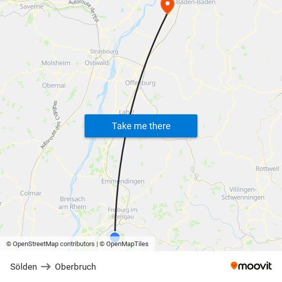 Sölden to Oberbruch map