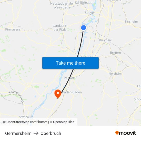 Germersheim to Oberbruch map