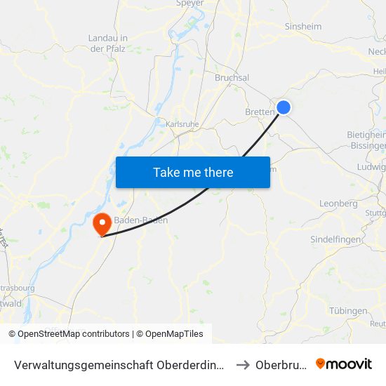 Verwaltungsgemeinschaft Oberderdingen to Oberbruch map