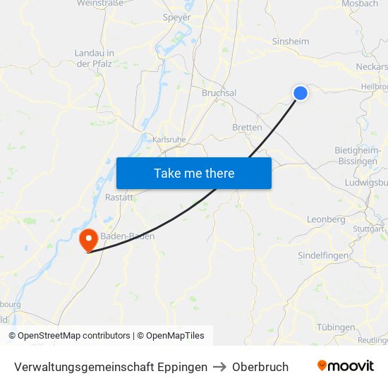 Verwaltungsgemeinschaft Eppingen to Oberbruch map