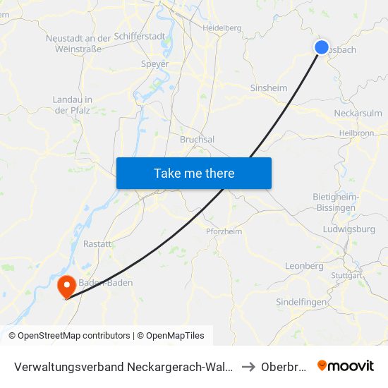 Verwaltungsverband Neckargerach-Waldbrunn to Oberbruch map