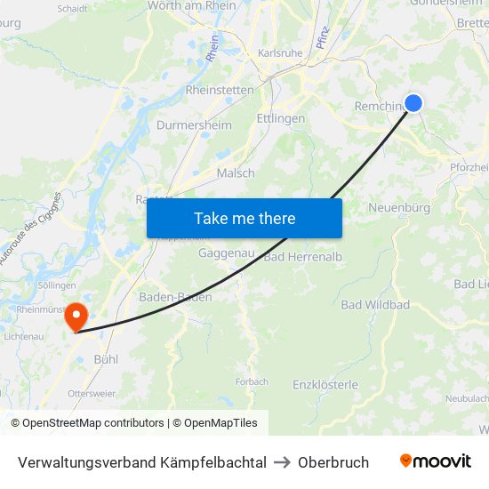 Verwaltungsverband Kämpfelbachtal to Oberbruch map