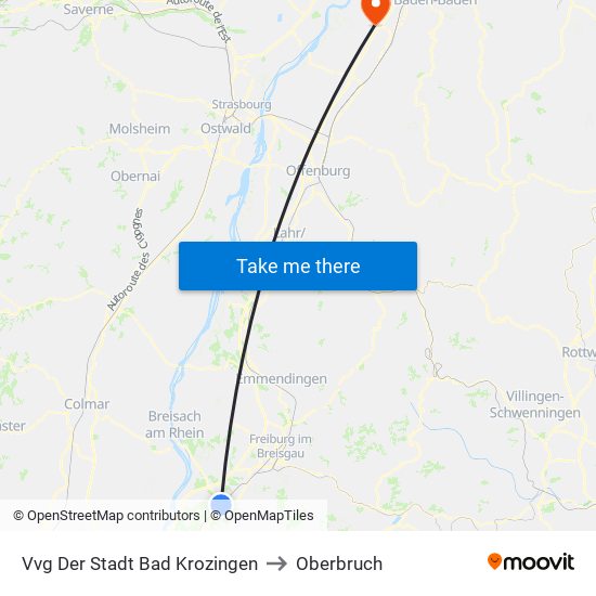 Vvg Der Stadt Bad Krozingen to Oberbruch map
