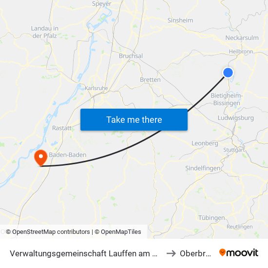 Verwaltungsgemeinschaft Lauffen am Neckar to Oberbruch map