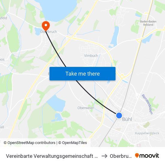 Vereinbarte Verwaltungsgemeinschaft Bühl to Oberbruch map