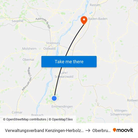 Verwaltungsverband Kenzingen-Herbolzheim to Oberbruch map