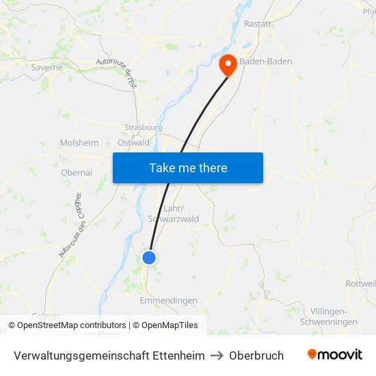 Verwaltungsgemeinschaft Ettenheim to Oberbruch map